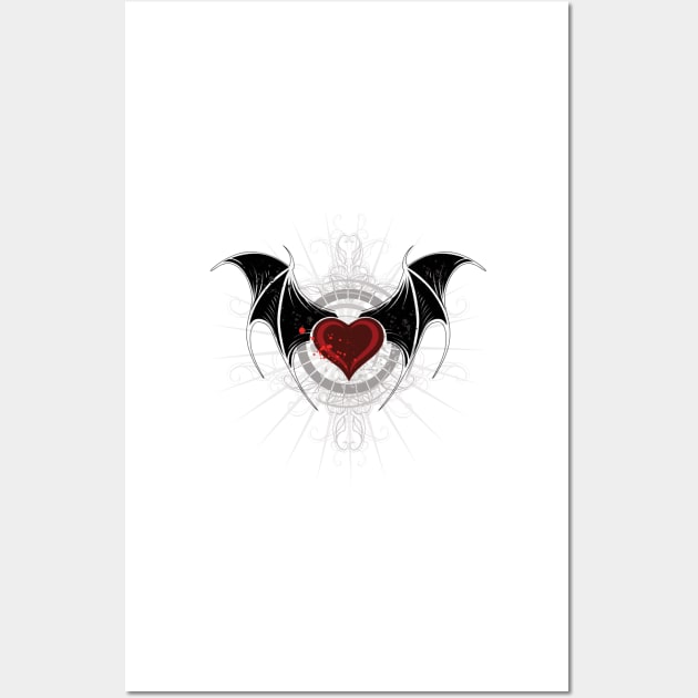 Vampire heart with wings Wall Art by Blackmoon9